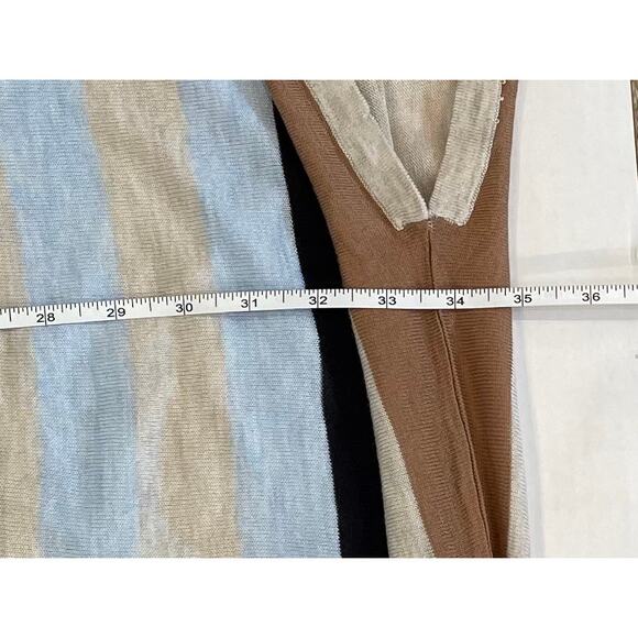 H&M Blue, Tan, Black Striped Short Sleeve Open Front Kimono Cardigan, XS/S - Picture 12 of 12